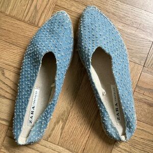 Zara Textured Blue Espadrilles